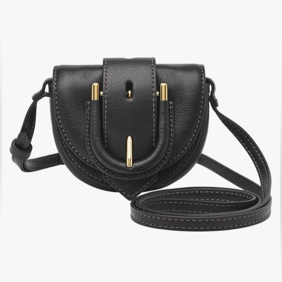 Fossil Handbags - Fossil Black Leather Harwell Mini Flap Crossbody Purse NWT